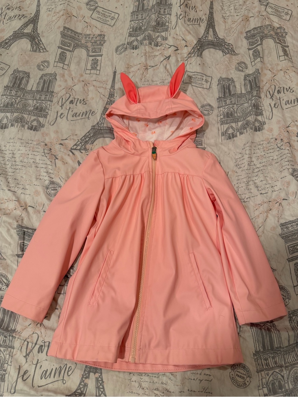 Cat & Jack Pink Bunny-Ear Hooded Raincoat size 5T
